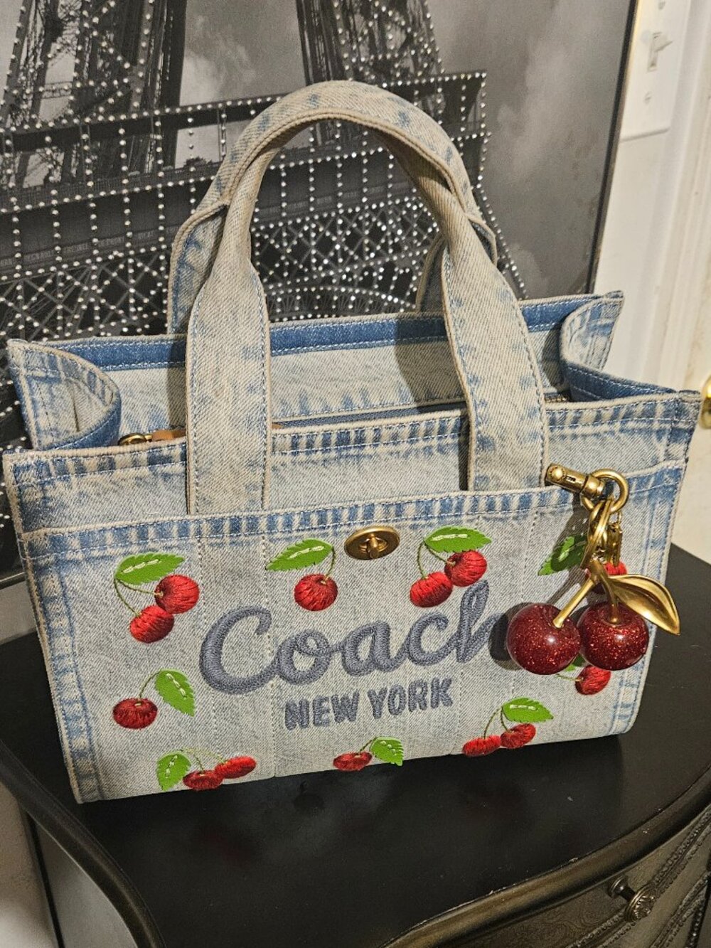 Coach Cherry Tote and Cherry Charm